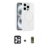 MARSİLYAN™- iPhone 15 Pro Max Kılıf Yankı Form Serisi - Siyah Joko Magic 5D Hayalet Cam + PVD Metal Kamera Lens - LT