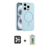 MARSİLYAN™- iPhone 15 Pro Max Kılıf Yankı Form Serisi - Siyah Polymer Nano Ekran Koruyucu + PVD Metal Kamera Lens - GI