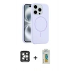 MARSİLYAN™- iPhone 15 Pro Max Kılıf Yankı Form Serisi - Siyah Polymer Nano Ekran Koruyucu + PVD Metal Kamera Lens - GI