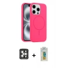 MARSİLYAN™- iPhone 15 Pro Max Kılıf Yankı Form Serisi - Siyah Polymer Nano Ekran Koruyucu + PVD Metal Kamera Lens - GI