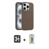 MARSİLYAN™- iPhone 15 Pro Max Kılıf Yankı Form Serisi - Siyah Polymer Nano Ekran Koruyucu + PVD Metal Kamera Lens - GI