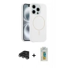 MARSİLYAN™- iPhone 15 Pro Max Kılıf Yankı Form Serisi - Siyah Polymer Nano Ekran Koruyucu + Raze Metal Kamera Lens - TMGI