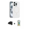 MARSİLYAN™- iPhone 15 Pro Max Kılıf Yankı Form Serisi - Siyah Polymer Nano Ekran Koruyucu + Raze Metal Kamera Lens - SH