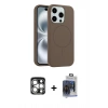 MARSİLYAN™- iPhone 15 Pro Max Kılıf Yankı Form Serisi - Siyah Vanessa Magic Cam + Gümüş PVD Metal Kamera Lens