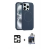 MARSİLYAN™- iPhone 15 Pro Max Kılıf Yankı Form Serisi - Siyah Vanessa Magic Cam + Gümüş PVD Metal Kamera Lens