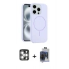 MARSİLYAN™- iPhone 15 Pro Max Kılıf Yankı Form Serisi - Siyah Vanessa Magic Cam + Gümüş PVD Metal Kamera Lens