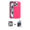 MARSİLYAN™- iPhone 15 Pro Max Kılıf Yankı Form Serisi - Siyah Vanessa Magic Cam + Gümüş PVD Metal Kamera Lens