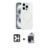 MARSİLYAN™- iPhone 15 Pro Max Kılıf Yankı Form Serisi - Siyah Vanessa Magic Cam + Gümüş PVD Metal Kamera Lens