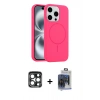 MARSİLYAN™- iPhone 15 Pro Max Kılıf Yankı Form Serisi - Siyah Vanessa Magic Cam + Lacivert PVD Metal Kamera Lens