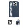 MARSİLYAN™- iPhone 15 Pro Max Kılıf Yankı Form Serisi - Siyah Vanessa Magic Cam + Lacivert PVD Metal Kamera Lens