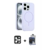 MARSİLYAN™- iPhone 15 Pro Max Kılıf Yankı Form Serisi - Siyah Vanessa Magic Cam + Lacivert PVD Metal Kamera Lens