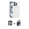 MARSİLYAN™- iPhone 15 Pro Max Kılıf Yankı Form Serisi - Siyah Vanessa Magic Cam + Lacivert PVD Metal Kamera Lens
