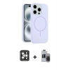 MARSİLYAN™- iPhone 15 Pro Max Kılıf Yankı Form Serisi - Siyah Vanessa Magic Hayalet Cam + PVD Metal Kamera Lens - GI