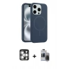 MARSİLYAN™- iPhone 15 Pro Max Kılıf Yankı Form Serisi - Siyah Vanessa Magic Hayalet Cam + PVD Metal Kamera Lens - GS