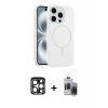 MARSİLYAN™- iPhone 15 Pro Max Kılıf Yankı Form Serisi - Siyah Vanessa Magic Hayalet Cam + PVD Metal Kamera Lens - LT