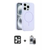 MARSİLYAN™- iPhone 15 Pro Max Kılıf Yankı Form Serisi - Siyah Vanessa Magic Hayalet Cam + PVD Metal Kamera Lens - LT