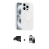 MARSİLYAN™- iPhone 15 Pro Max Kılıf Yankı Form Serisi - Siyah Vanessa Magic Hayalet Cam + Raze Metal Kamera Lens - GS