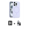 MARSİLYAN™- iPhone 15 Pro Max Kılıf Yankı Form Serisi - Siyah Vanessa Magic Hayalet Cam + PVD Metal Kamera Lens - SH