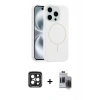 MARSİLYAN™- iPhone 15 Pro Max Kılıf Yankı Form Serisi - Siyah Vanessa Magic Hayalet Cam + PVD Metal Kamera Lens - SH