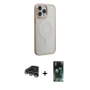 MARSİLYAN™- iPhone 15 Pro Max Kılıf Yankı Işık Özel Seri - Şeffaf 360 Full Body Arka Koruyucu + Raze Metal Kamera Lens - GS