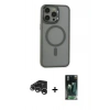 MARSİLYAN™- iPhone 15 Pro Max Kılıf Yankı Işık Özel Seri - Şeffaf 360 Full Body Arka Koruyucu + Raze Metal Kamera Lens - GS