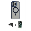MARSİLYAN™- iPhone 15 Pro Max Kılıf Yankı Işık Özel Seri - Şeffaf 360 Full Body Arka Koruyucu + Raze Metal Kamera Lens - GS