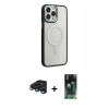 MARSİLYAN™- iPhone 15 Pro Max Kılıf Yankı Işık Özel Seri - Şeffaf 360 Full Body Arka Koruyucu + Raze Metal Kamera Lens - LT