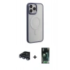 MARSİLYAN™- iPhone 15 Pro Max Kılıf Yankı Işık Özel Seri - Şeffaf 360 Full Body Arka Koruyucu + Raze Metal Kamera Lens - LT