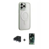 MARSİLYAN™- iPhone 15 Pro Max Kılıf Yankı Işık Özel Seri - Şeffaf 360 Full Body Arka Koruyucu + Raze Metal Kamera Lens - LT