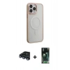 MARSİLYAN™- iPhone 15 Pro Max Kılıf Yankı Işık Özel Seri - Şeffaf 360 Full Body Arka Koruyucu + Raze Metal Kamera Lens - LT