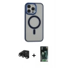 MARSİLYAN™- iPhone 15 Pro Max Kılıf Yankı Işık Özel Seri - Şeffaf 360 Full Body Arka Koruyucu + Raze Metal Kamera Lens - SH
