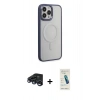 MARSİLYAN™- iPhone 15 Pro Max Kılıf Yankı Işık Özel Seri - Şeffaf Pasifik Cam Ekran Koruyucu + Raze Metal Kamera Lens - LT