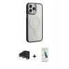 MARSİLYAN™- iPhone 15 Pro Max Kılıf Yankı Işık Özel Seri - Şeffaf Pasifik Cam Ekran Koruyucu + Raze Metal Kamera Lens - LT