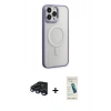 MARSİLYAN™- iPhone 15 Pro Max Kılıf Yankı Işık Özel Seri - Şeffaf Pasifik Cam Ekran Koruyucu + Raze Metal Kamera Lens - LT