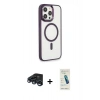 MARSİLYAN™- iPhone 15 Pro Max Kılıf Yankı Işık Özel Seri - Şeffaf Pasifik Cam Ekran Koruyucu + Raze Metal Kamera Lens - LT