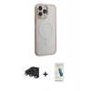 MARSİLYAN™- iPhone 15 Pro Max Kılıf Yankı Işık Özel Seri - Şeffaf Pasifik Cam Ekran Koruyucu + Raze Metal Kamera Lens - LT