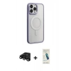 MARSİLYAN™- iPhone 15 Pro Max Kılıf Yankı Işık Özel Seri - Şeffaf Pasifik Cam Ekran Koruyucu + Raze Metal Kamera Lens - SH