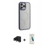 MARSİLYAN™- iPhone 15 Pro Max Kılıf Yankı Işık Özel Seri - Şeffaf Pasifik Cam Ekran Koruyucu + Raze Metal Kamera Lens - SH