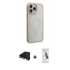 MARSİLYAN™- iPhone 15 Pro Max Kılıf Yankı Işık Özel Seri - Şeffaf Pasifik Cam Ekran Koruyucu + Raze Metal Kamera Lens - SH