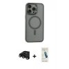 MARSİLYAN™- iPhone 15 Pro Max Kılıf Yankı Işık Özel Seri - Şeffaf Pasifik Cam Ekran Koruyucu + Raze Metal Kamera Lens - SH