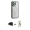 MARSİLYAN™- iPhone 15 Pro Max Kılıf Yankı Işık Özel Seri - Şeffaf Pasifik Cam Ekran Koruyucu + Raze Metal Kamera Lens - SH