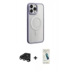 MARSİLYAN™- iPhone 15 Pro Max Kılıf Yankı Işık Özel Seri - Şeffaf Pasifik Cam Ekran Koruyucu + Raze Metal Kamera Lens - TMGI
