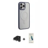 MARSİLYAN™- iPhone 15 Pro Max Kılıf Yankı Işık Özel Seri - Şeffaf Pasifik Cam Ekran Koruyucu + Raze Metal Kamera Lens - TMGI