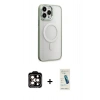 MARSİLYAN™- iPhone 15 Pro Max Kılıf Yankı Işık Özel Seri - Şeffaf Pasifik Cam Ekran Koruyucu + PVD Metal Kamera Lens - TU
