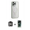 MARSİLYAN™- iPhone 15 Pro Max Kılıf Yankı Işık Özel Seri - Siyah 360 Mat Full Body Arka Koruyucu + PVD Metal Kamera Lens - TU