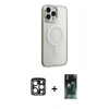 MARSİLYAN™- iPhone 15 Pro Max Kılıf Yankı Işık Özel Seri - Siyah 360 Mat Full Body Arka Koruyucu + PVD Metal Kamera Lens - LT