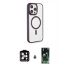 MARSİLYAN™- iPhone 15 Pro Max Kılıf Yankı Işık Özel Seri - Siyah 360 Mat Full Body Arka Koruyucu + PVD Metal Kamera Lens - TU
