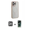 MARSİLYAN™- iPhone 15 Pro Max Kılıf Yankı Işık Özel Seri - Siyah 360 Mat Full Body Arka Koruyucu + PVD Metal Kamera Lens - SH