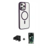 MARSİLYAN™- iPhone 15 Pro Max Kılıf Yankı Işık Özel Seri - Siyah 360 Mat Full Body Arka Koruyucu + Raze Metal Kamera Lens - SH