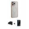 MARSİLYAN™- iPhone 15 Pro Max Kılıf Yankı Işık Özel Seri - Siyah 3D Antistatik Hayalet Cam Ekran Koruyucu + Raze Metal Kamera Lens - SH
